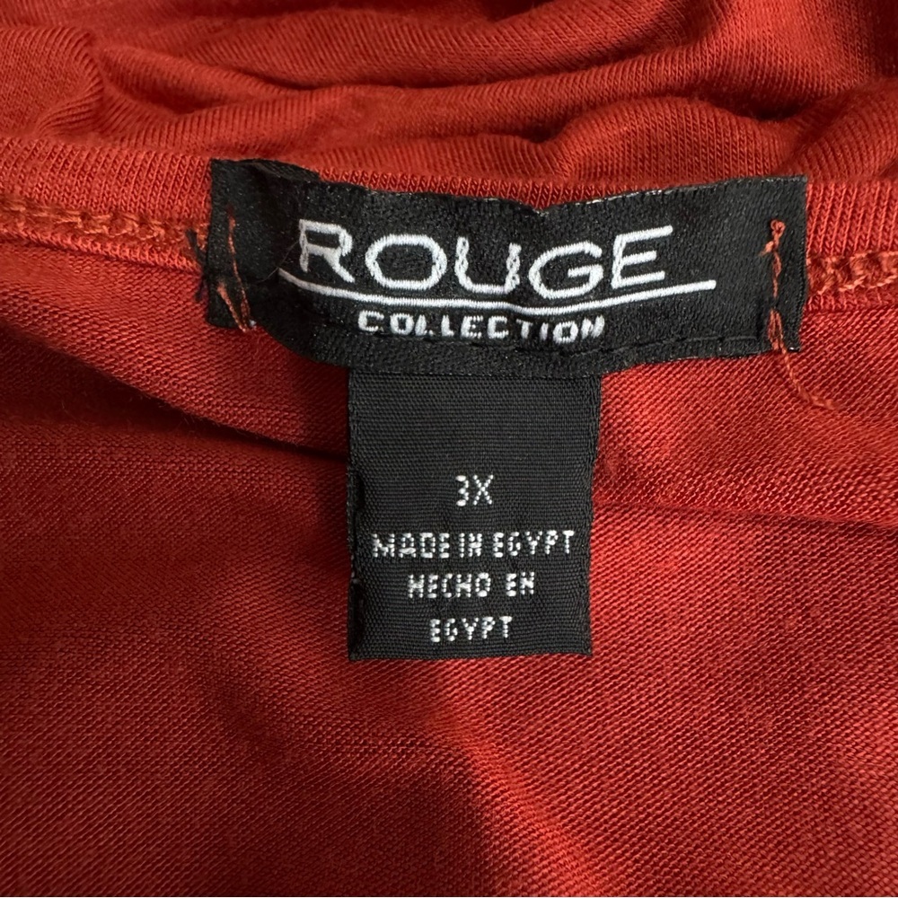 Rouge Collection Rust Colored Ruffles Bell Sleeve Top - Picture 4 of 6